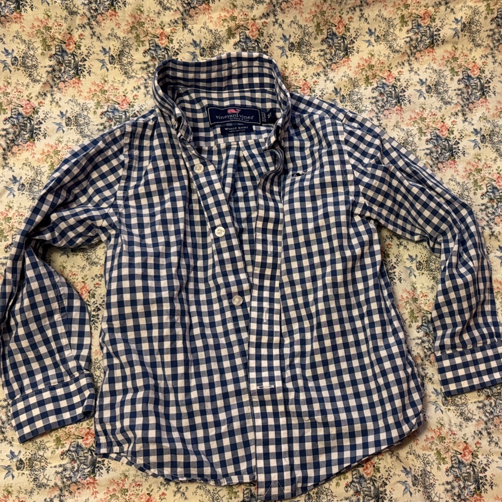 Vineyard Vines Navy and White Checkered Shirt